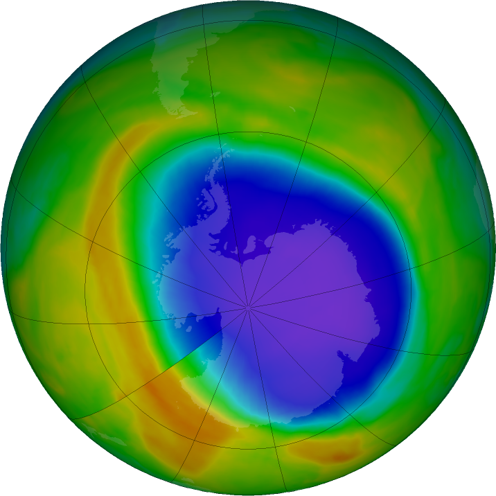 Antarctic ozone map for 25 October 2023